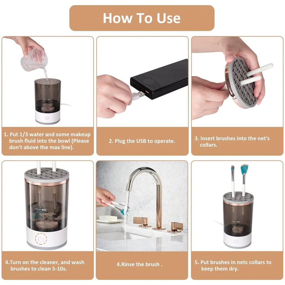 Automatic Sonic Makeup Brush Cleaner Machine – Deep Cleaning in 10 Seconds | USB Electric Brush Washer