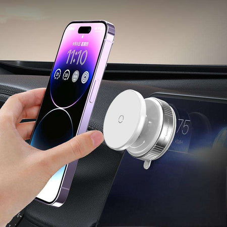 Vacuum Magnetic Car Phone Holder – 360° Luxury Metal Mount