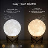 Moon lamp with touch control, color changing and dimmable on wooden stand, two light modes