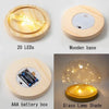 Wooden base glass lamp with 20 LEDs, AAA battery box, and dome glass lamp shade