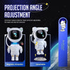 Astronaut space projector with adjustable head and arms, magnetic base, and detachable parts