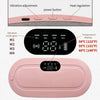 Pink heating pad with digital control display, vibration modes, temperature settings, and USB port