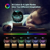 Girl reading with 3D galaxy crystal ball lamp, 16 color LED night light projector on desk