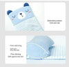 Blue bear baby pillow with embroidery pattern and fine stitching, soft striped fabric design
