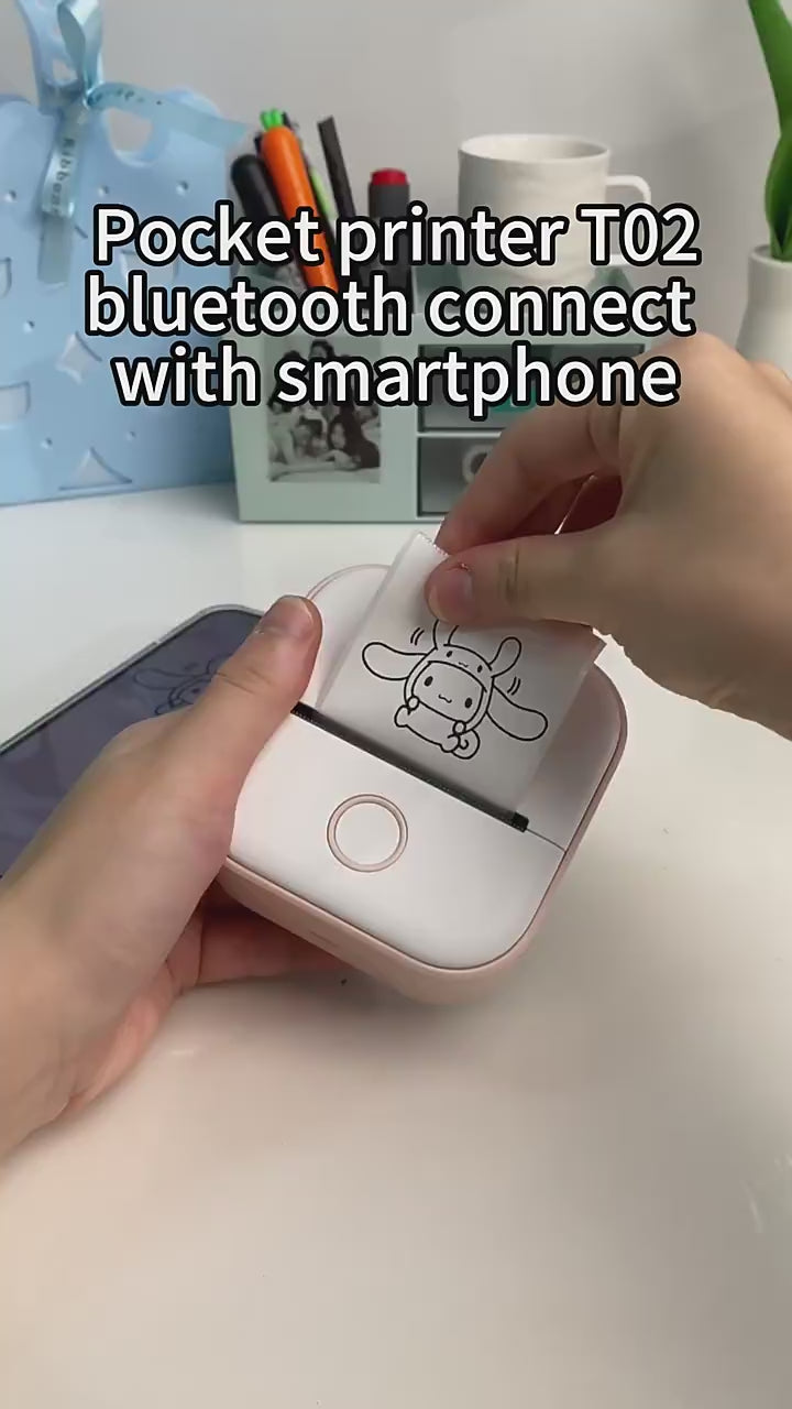 Bluetooth Mini Printer for Students | Inkless Wireless Thermal Printer (Black & White) | Portable Ink Free Printer for Android & iOS | 1200mAh Rechargeable Battery